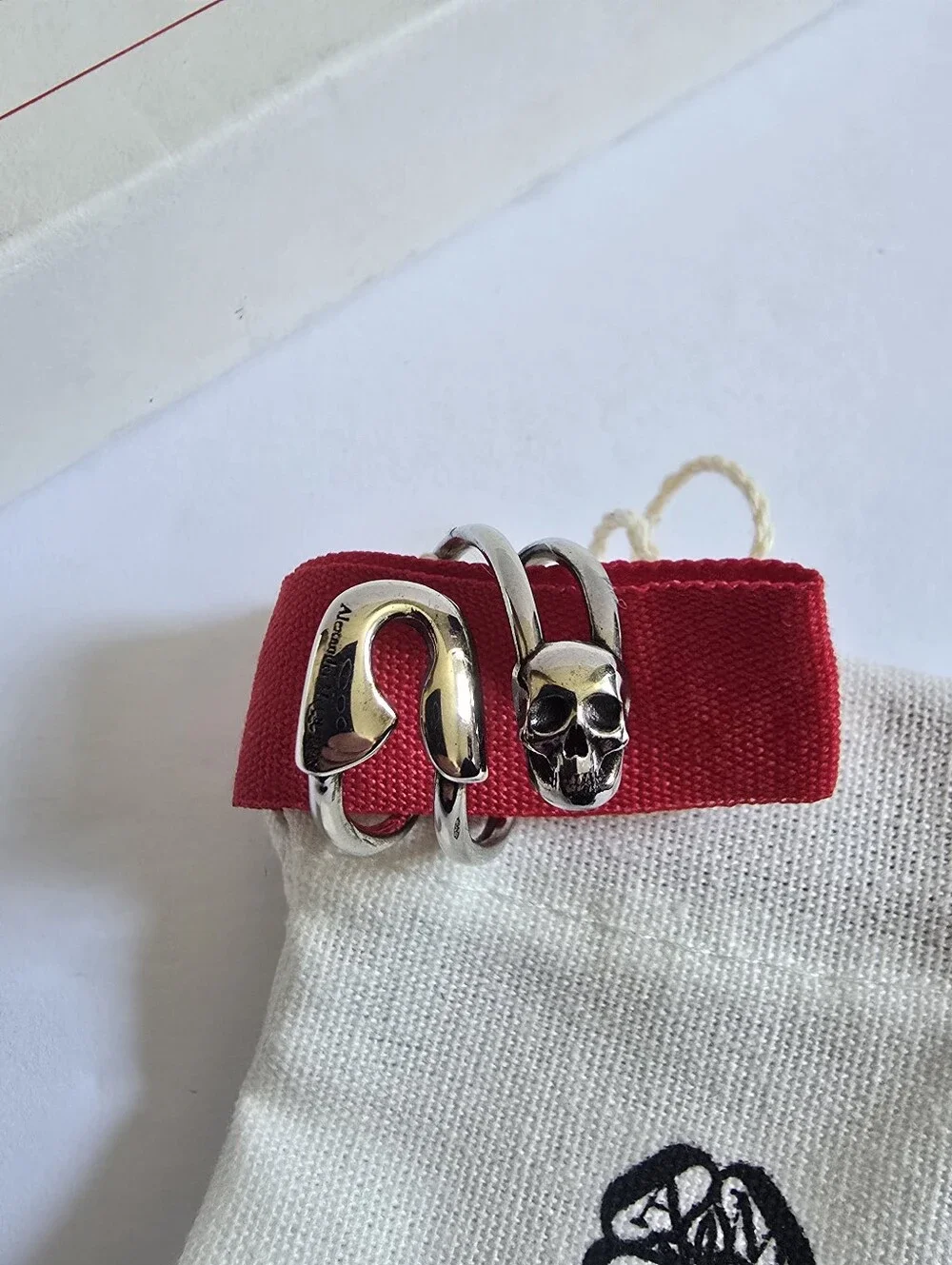 Alexander McQueen Pin Ring Silver Size IT 17